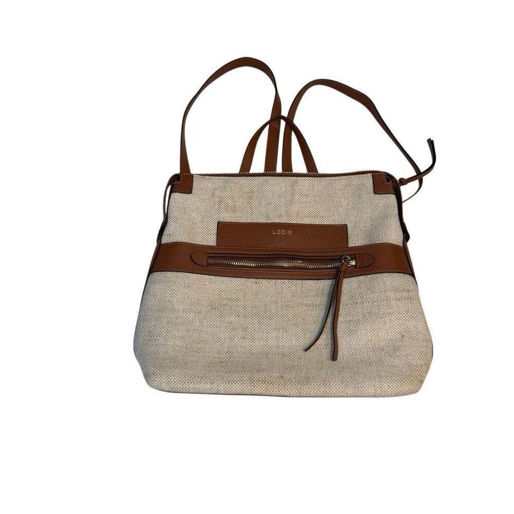 Lodis Summer Backpack Pippa Jute Cotton Leather Detailed Bag